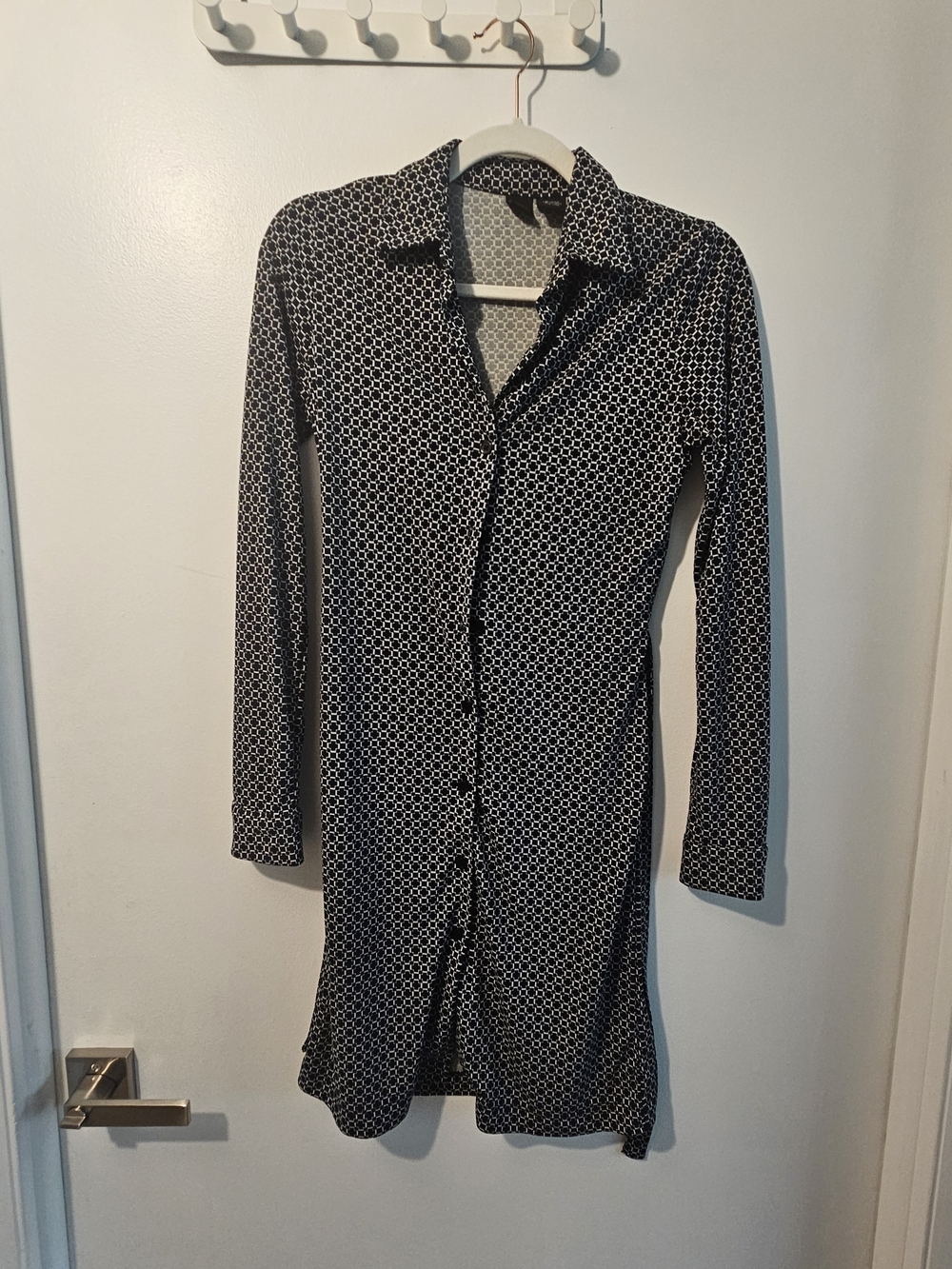 Vince Camuto Black and White Geometric Shirt Dress